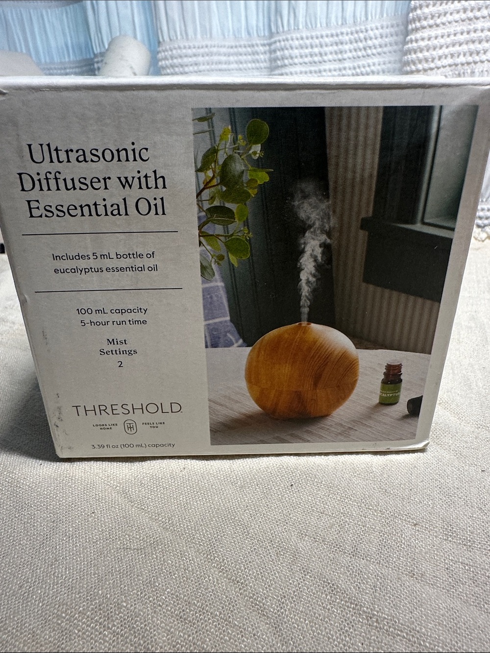 Threshold Wood-Grain Ultrasonic Diffuser — Light Brown NWT